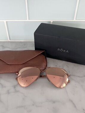 ROKA Phantom TI II Rose Gold Aviator sunglasses